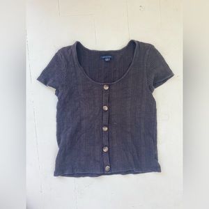 Women’s Black Button up Crop Top
